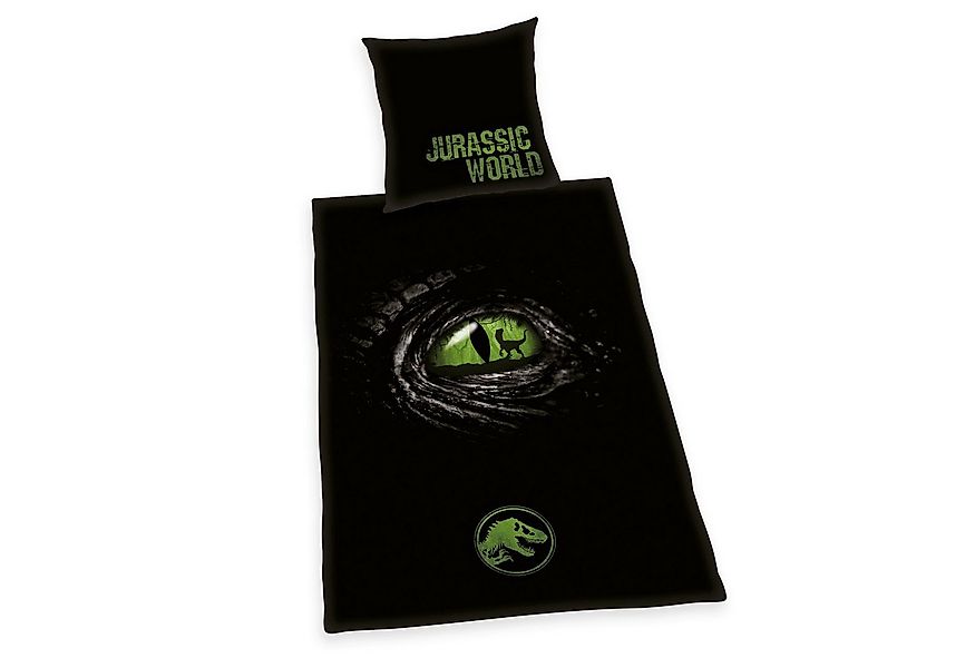 Herding Jugendbettwäsche 135x200cm Jurassic World Dinosaurier Schwarz Grün, günstig online kaufen