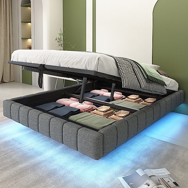 Flieks Polsterbett, Hydraulisches LED Schwebebett 140x200cm günstig online kaufen
