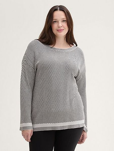 TOM TAILOR PLUS Strickpullover Plus Size - Pullover mit Fischgrätenmuster günstig online kaufen