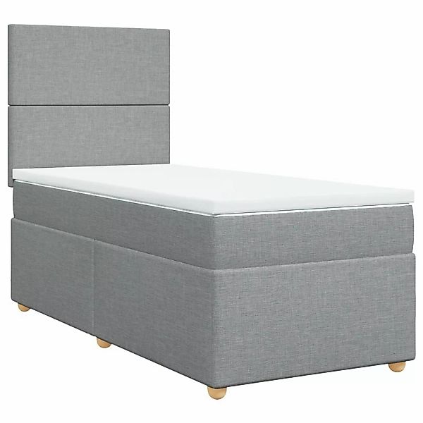 vidaXL Bettgestell Boxspringbett mit Matratze Hellgrau 90x200 cm Stoff Bett günstig online kaufen