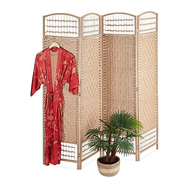 relaxdays Paravent 4-teiliger Paravent in Natur günstig online kaufen