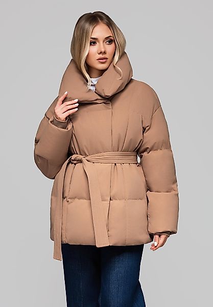 OMBRE Winterjacke Taillierte Steppjacke mit Bindegürtel günstig online kaufen