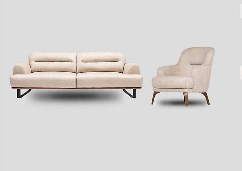 Xlmoebel Sofa Sofagarnitur mit Dreisitzer-Sofa, Sessel und Couch in Beige, günstig online kaufen