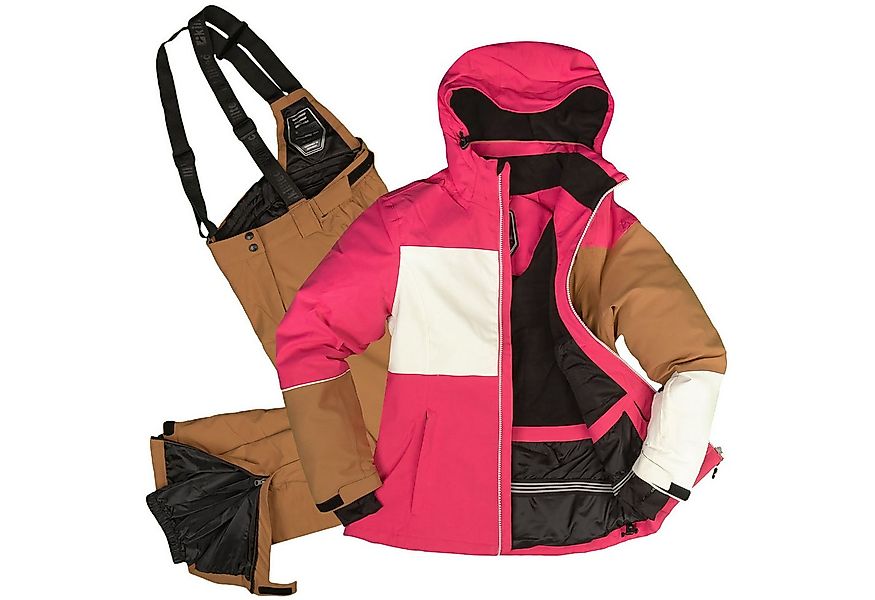 Killtec Skianzug Damen Winterjacke pink + Skihose braun, verschweißte Nähte günstig online kaufen