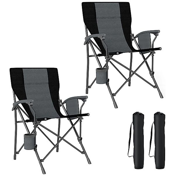 Costway 2x Campingstuhl Faltbar mit Becherhalter & Seitentasche 160 kg günstig online kaufen