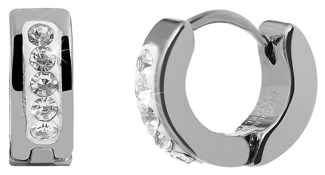 Adelia´s Paar Creolen Damen Creolen aus Edelstahl und Strass Ø 7 mm günstig online kaufen