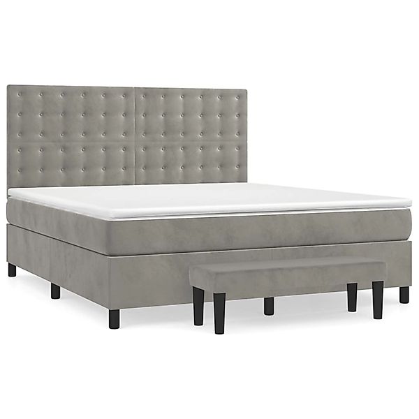 vidaXL Boxspringbett mit Matratze Hellgrau 160x200 cm Samt 3138091 günstig online kaufen