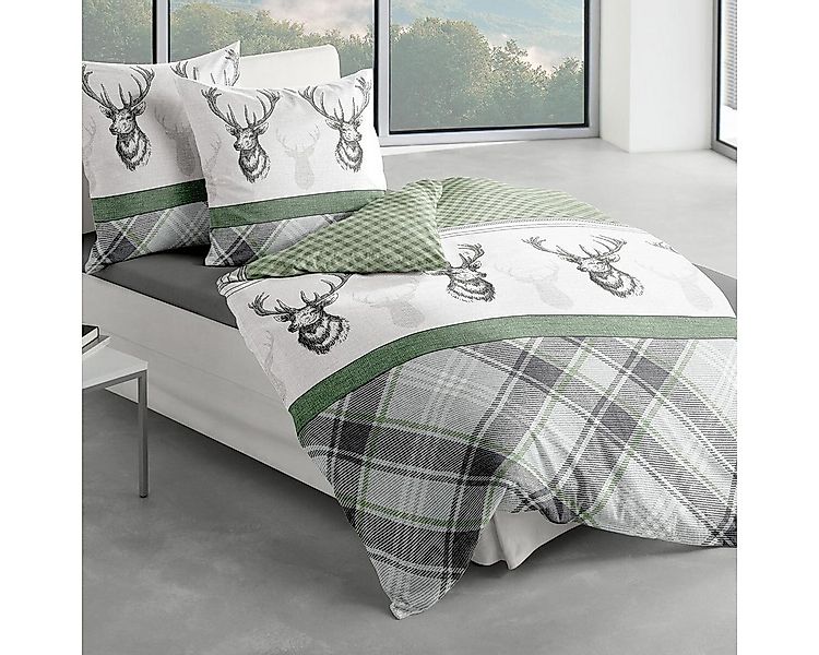 TRAUMSCHLAF Bettwäsche Hirsche, Biber, 2 teilig, Winterbettwäsche in warmer günstig online kaufen