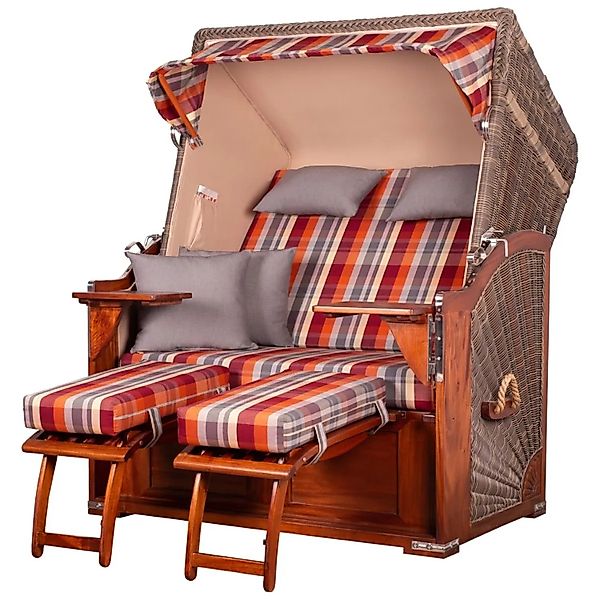 bene,iving Strandkorb Komplettset Schaalsee Mahagoni PE grau Modell 584 günstig online kaufen