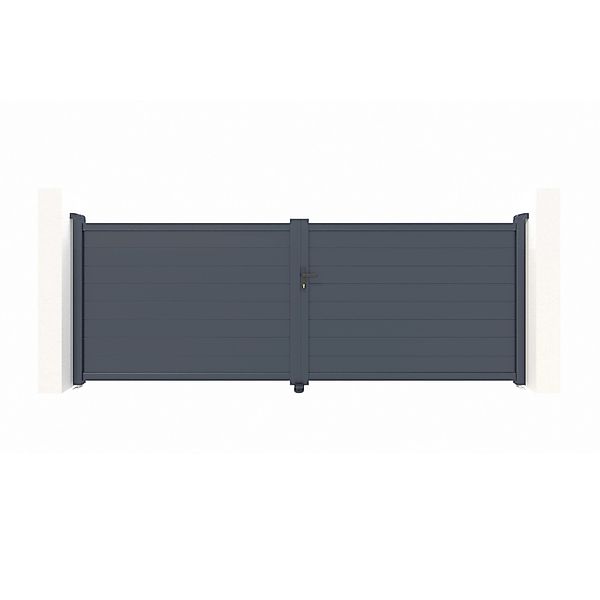 Casanoov Flügeltor 4M Eiger H 140Cm & 2 Pfosten H 166Cm Aluminium Grau günstig online kaufen
