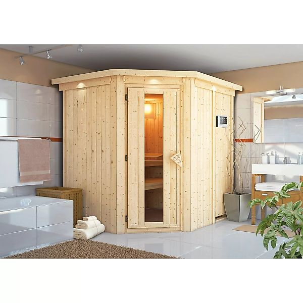 Sauna Loba inkl. Kranz-Set inkl. Ofen 3,6 kW Bio ext. Strg. Easy günstig online kaufen