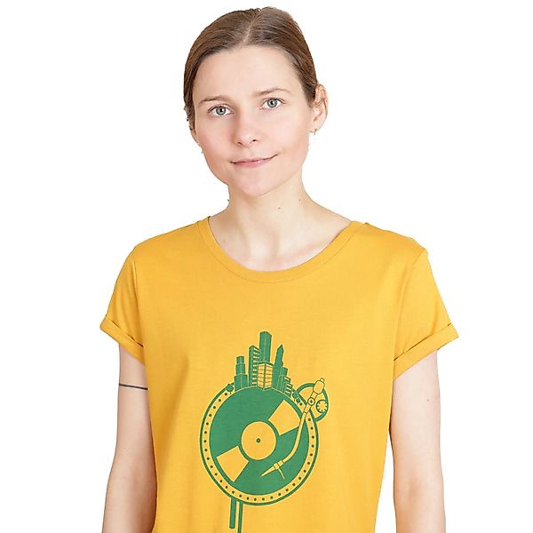 Damenshirt "Weltscheibe", Ocker, T-shirt, Siebdruck günstig online kaufen