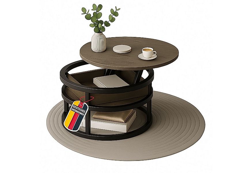 Coemo Wohnzimmertisch SWING, Grau Couchtisch Metallgestell schwingbare Tisc günstig online kaufen