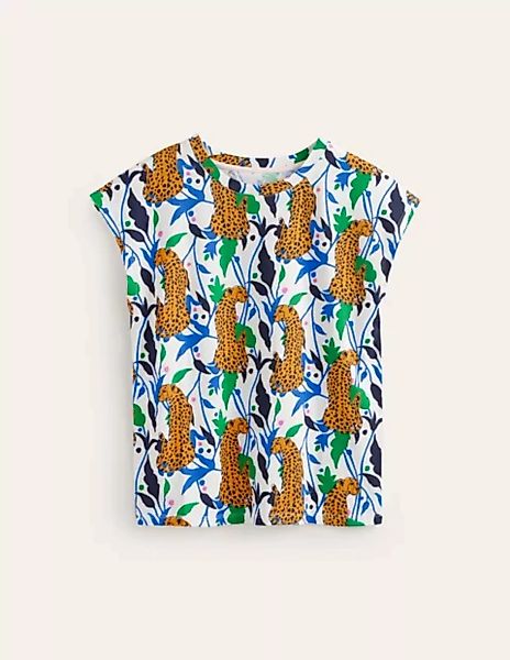 Louisa Flammgarn-T-Shirt mit Druck Damen Boden, Bunt, Leopard Zweig günstig online kaufen