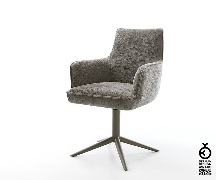 Drehstuhl Heira-Flex mit Armlehnen Bouclé Soft Schlamm Fußkreuz Effektfinis günstig online kaufen