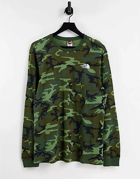 The North Face – Simple Dome – Langärmliges Shirt mit Military-Muster-Grün günstig online kaufen