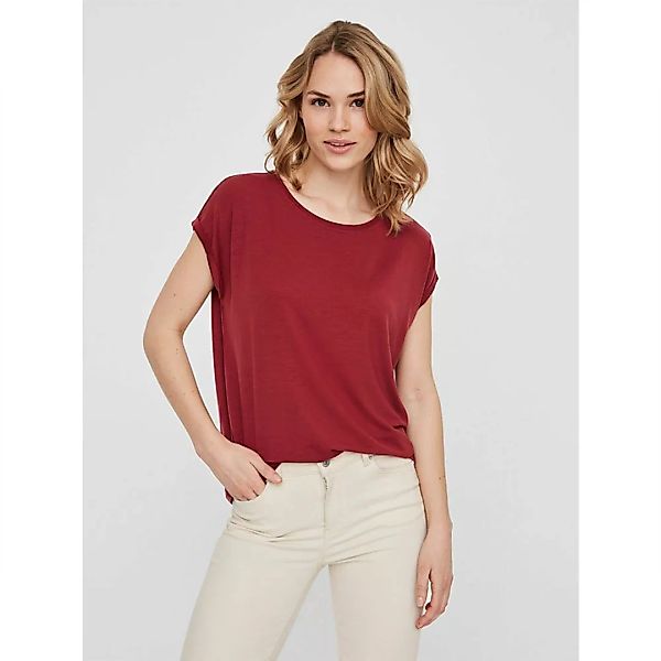 Vero Moda Ava Plain Kurzärmeliges T-shirt S Tibetan Red günstig online kaufen