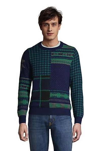 Patchwork-Pullover mit Rundhalsausschnitt, Herren, Größe: M Normal, Blau, B günstig online kaufen