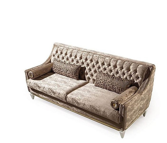 Xlmoebel 3-Sitzer Dreisitzer Stoffsofa Chesterfield in Beige - Polstercouch günstig online kaufen