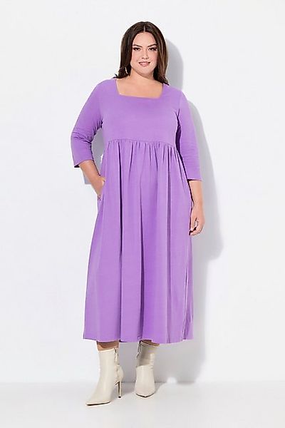 Ulla Popken Maxikleid Jerseykleid A-Linie Carré-Ausschnitt 3/4-Arm günstig online kaufen