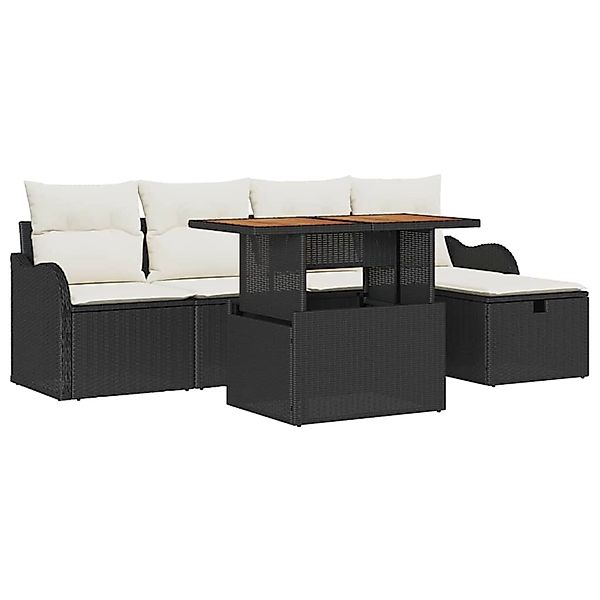 vidaXL 6-Teiliges Garten-Sofa-Set mit Kissen in Schwarz aus Poly Rattan 336 günstig online kaufen