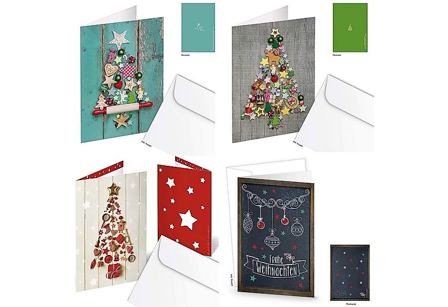 Logbuch-Verlag Dekofigur 8 Weihnachtskarten Set Hochformat mit Weihnachtsba günstig online kaufen
