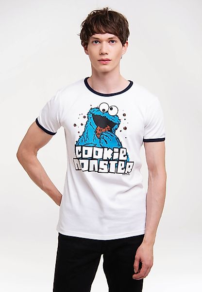 LOGOSHIRT T-Shirt "Cookie Monster", mit farblich abgesetzten Bündchen günstig online kaufen