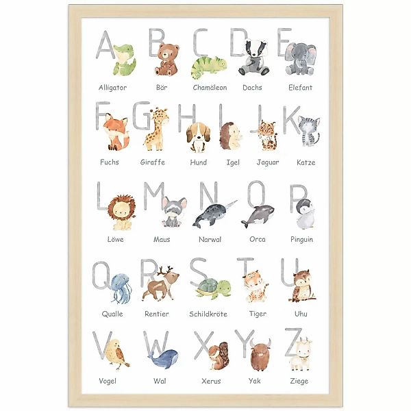 WANDStyle Gerahmtes Poster für Kinderzimmer Alphabet Deutsch 30 x 45 cm günstig online kaufen