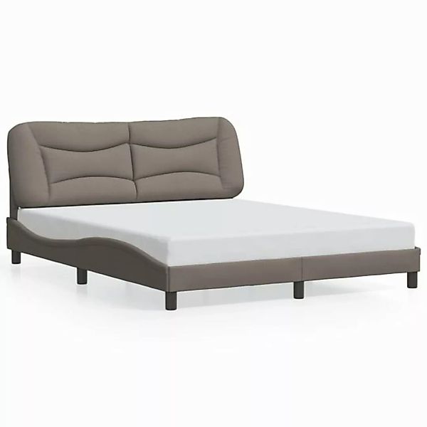 vidaXL Bettgestell, Bettrahmen mit Kopfteil Taupe 160x200 cm Stoff günstig online kaufen