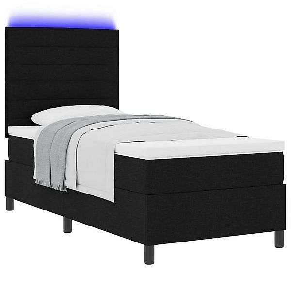 vidaXL Bett Boxspringbett mit Matratze & LED Schwarz 90x200 cm Stoff (1-tlg günstig online kaufen