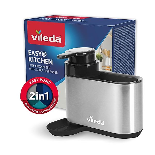 Vileda Küchenorganizer-Set Spülbeckenorganizer mit Seifenspender Edelstahl günstig online kaufen