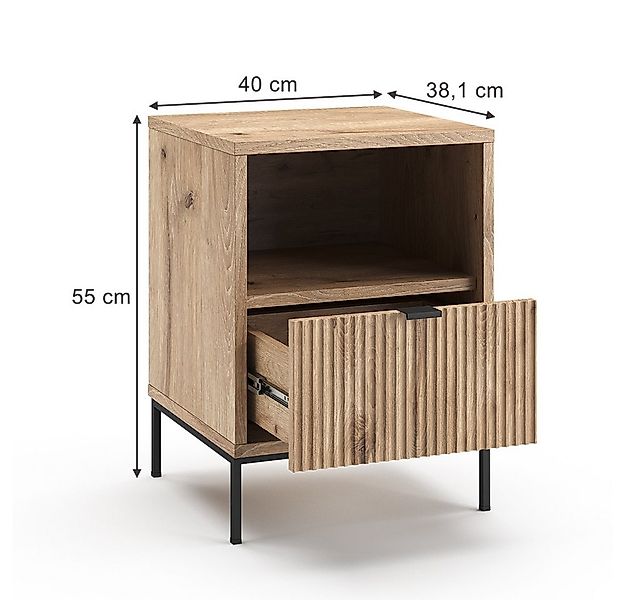 Vicco Nachtschrank Eliza, Viking Oak, 40 x 55 cm mit 1 Schublade günstig online kaufen