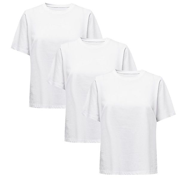 ONLY T-Shirt Damen Rundhals Shirt (3} -tlg. {3er Pack) {reguläre Passform} günstig online kaufen