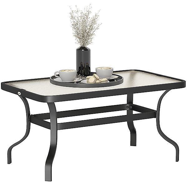 Outsunny Beistelltisch Hartglas, mit Wellendesign, Abgerundete günstig online kaufen