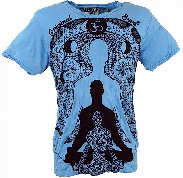 Guru-Shop T-Shirt Sure Herren T-Shirt Meditation Buddha - hellblau alternat günstig online kaufen