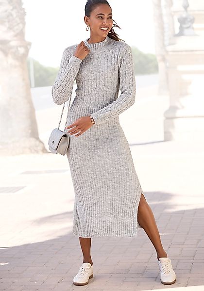 LASCANA Strickkleid mit Zopfmuster, figurbetont, Pulloverkleid, günstig online kaufen