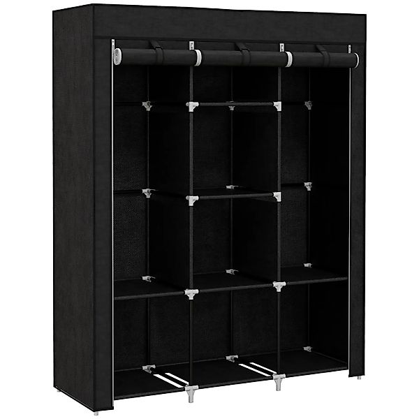 HOMCOM Stoffschrank mit Kleiderstange 8 Ebenen Faltbar Schwarz 125 x 43 x16 günstig online kaufen