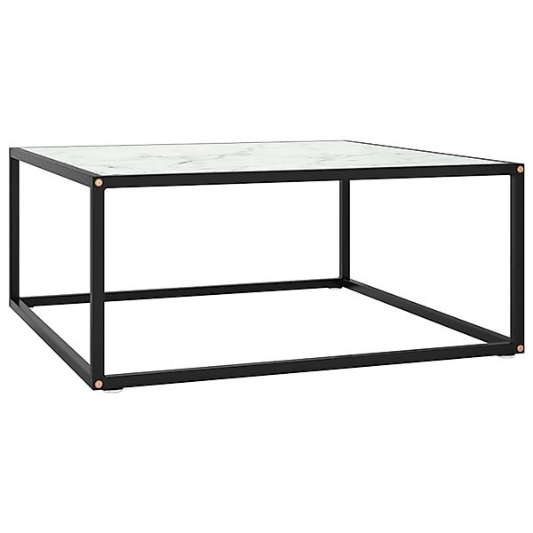 vidaXL Couchtisch Schwarz mit Weißem Glas in Marmor-Optik 80x80x35 cm 32287 günstig online kaufen