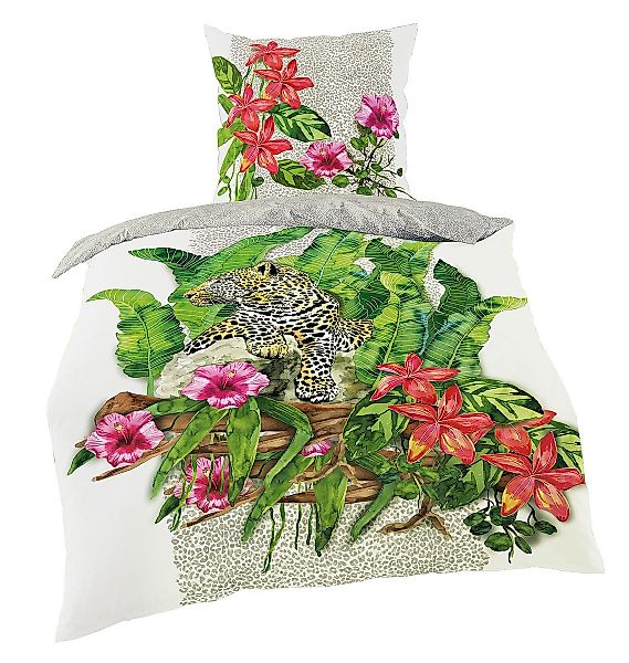 JACK Bettwäsche 135x200cm Digitaldruck Leopard Dschungel günstig online kaufen
