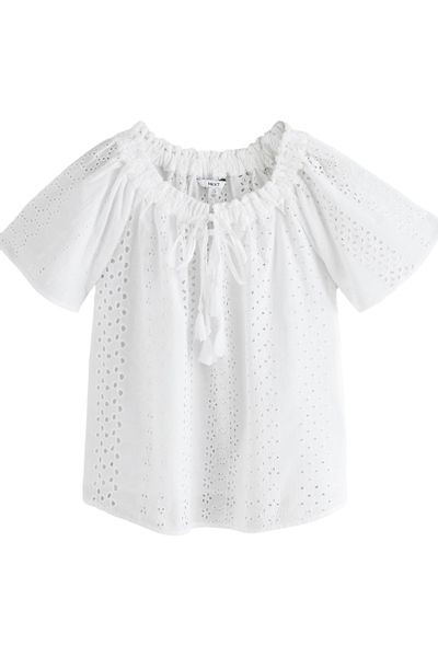 Next Blusenshirt Kurzärmliges Bardot-Oberteil mit Neckholder günstig online kaufen