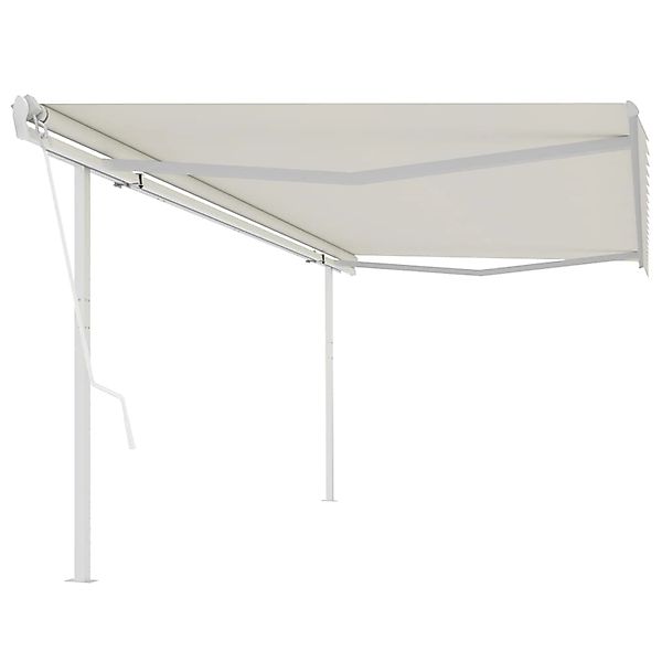 furnicato Markise Automatisch Einziehbar mit Pfosten 5x3,5 m Creme günstig online kaufen