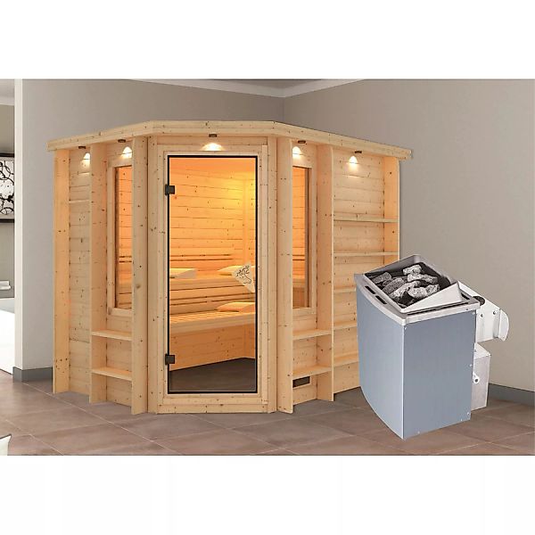 Karibu Sauna-Set Risa inkl. Ofen 9 kW mit integr. Steuerung günstig online kaufen