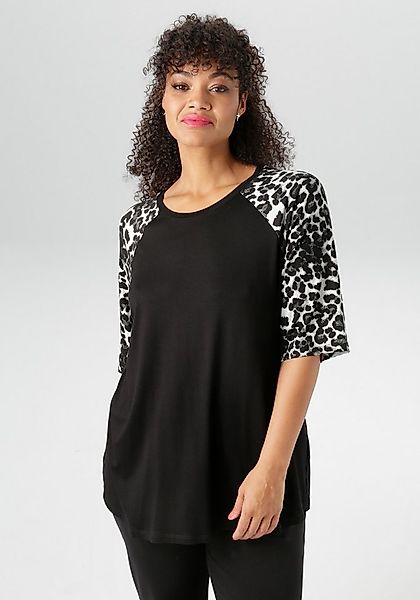 Aniston PLUS T-Shirt mit 3/4 langen Raglanärmel in Leoprint - NEUE KOLLEKTI günstig online kaufen