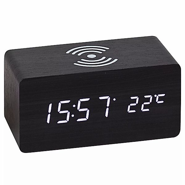 Atlanta 1129/7 Tischwecker Wireless Charging Schwarz Digital Temperatur Dat günstig online kaufen