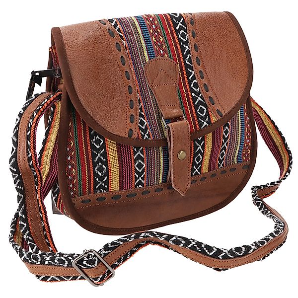 Guru-Shop Schultertasche Ethno Schultertasche mit Leder, günstig online kaufen