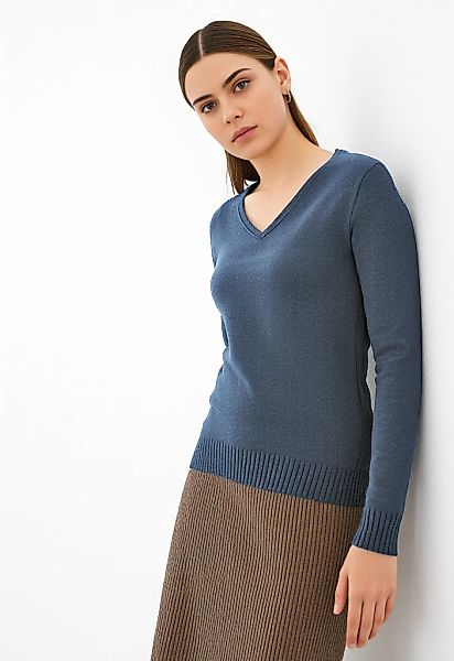 Vila V-Ausschnitt-Pullover "VIRIL V-NECK L/S KNIT TOP - NOOS" Materialmix, günstig online kaufen