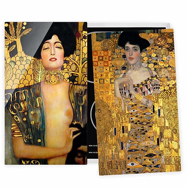 2-teilige Herdabdeckplatte Glas Gustav Klimt - Judith und Adele günstig online kaufen