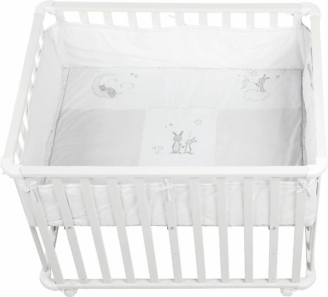 roba Laufgitter "Fox & Bunny, weiß, 75x100 cm" bis 15 kg mit Stoffeinlage; günstig online kaufen