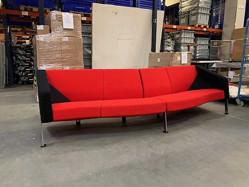 Fritz Hansen Wohnlandschaft Sofa Decision Stoff Rot Schwarz Gestell Verchro günstig online kaufen