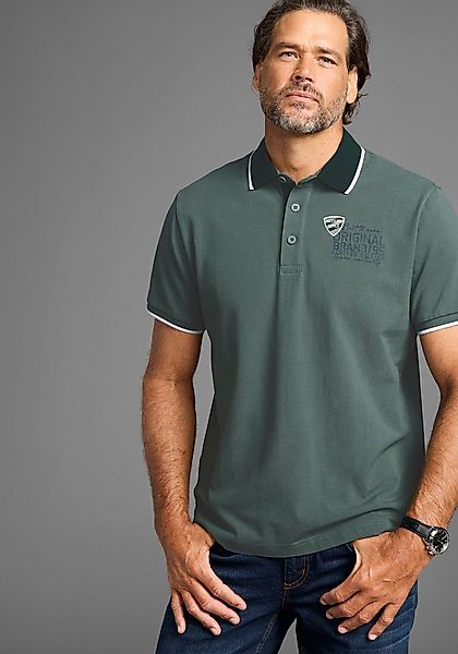 Man's World Poloshirt mit Brustprint, meliertes Material günstig online kaufen